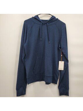 Quince Flowknit Pullover Hoodie Top Women Size Medium NWT Sweater Heather Navy